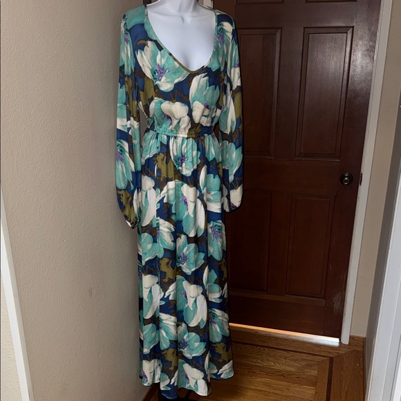 Show Me Your MuMu Jocelyn Multicolor Floral Long Sleeve Maxi Dress Size S Defect